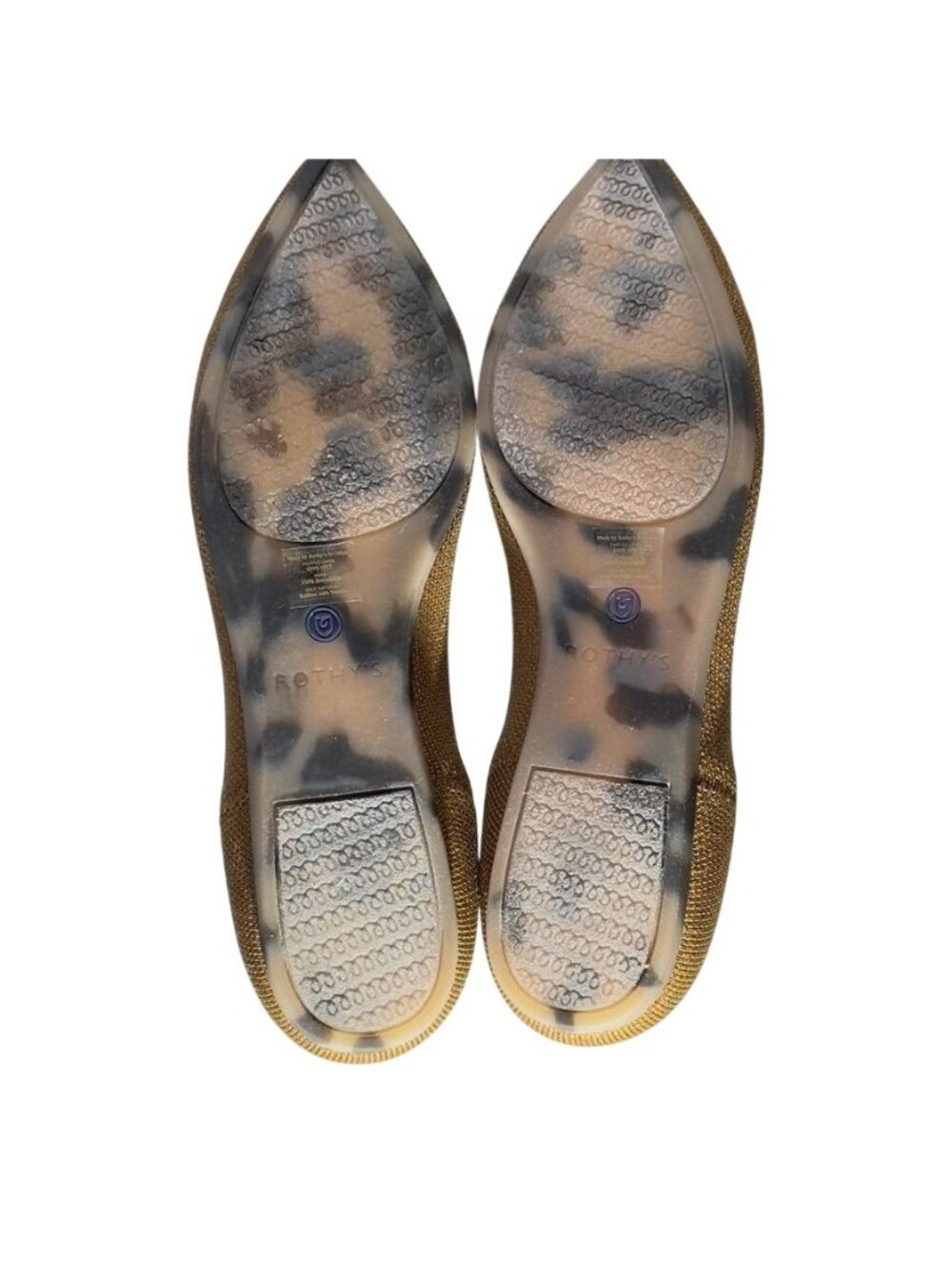 ROTHY'S Womens Pointed-Toe Flats Recycled Knit Bronze/Brown Blue Trim Size 7 - Picture 8 of 11
